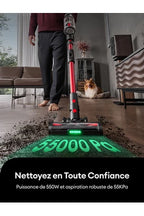 Aspirateur balai Ultenic U16 F – Aspirateur Balai sans Fil – 550W – 45Kpa – Autonomie 60 min – brosse anti-emmêlement – Écran LED – Tube flexible – Gris et Rouge