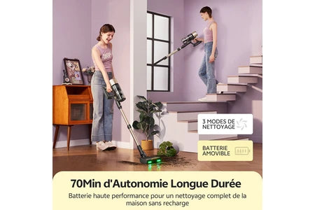 Aspirateur balai Ultenic Aspirateur Balai sans Fil UU15, Autonomie de 70min, 70KPA, Auto-portant, Greeneye™ Technologie, 1,2L, Or