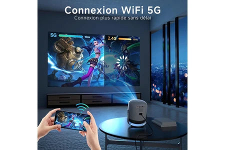 Vidéoprojecteur GENERIQUE Vidéoprojecteur 1080P Supportée – VISULAPEX U1 Lite – Projecteur Portable Mignon – 5G WiFi Bluetooth – Rotation à 360°- Home Cinéma