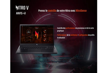 PC portable Acer gaming Nitro V 15 ANV15-41-R30V 15,6″ Full HD 165 Hz AMD Ryzen™ 5 16 Go RAM 512 Go SSD Nvidia GeForce RTX 3050 Noir