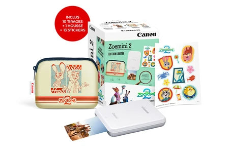Imprimante photo Canon Kit Zoemini 2 Edition Zootopie 2 – Blanc + 10 recharges + Housse Zootopie 2 + Stickers