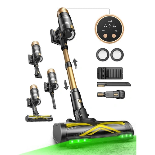 Aspirateur balai Ultenic Aspirateur Balai sans Fil UU15, Autonomie de 70min, 70KPA, Auto-portant, Greeneye™ Technologie, 1,2L, Or