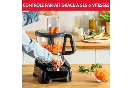Robot multifonction Moulinex DoubleForce 1000 W avec Blender, 8 accessoires FP821811