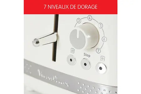 Grille pain Moulinex SOLEIL IVOIRE 2 FENTES LARGES 7 NIVEAUX DE DORAGE LT300A10